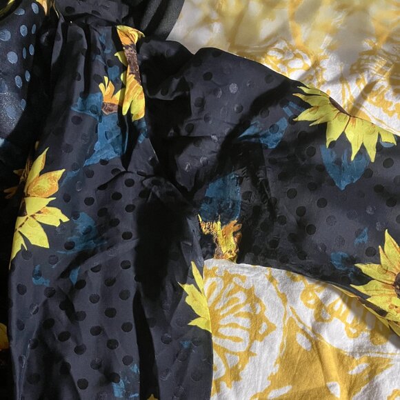 THE KOOPLES silk black floral print adjustable waist wrap midi/maxi dress - Picture 7 of 8